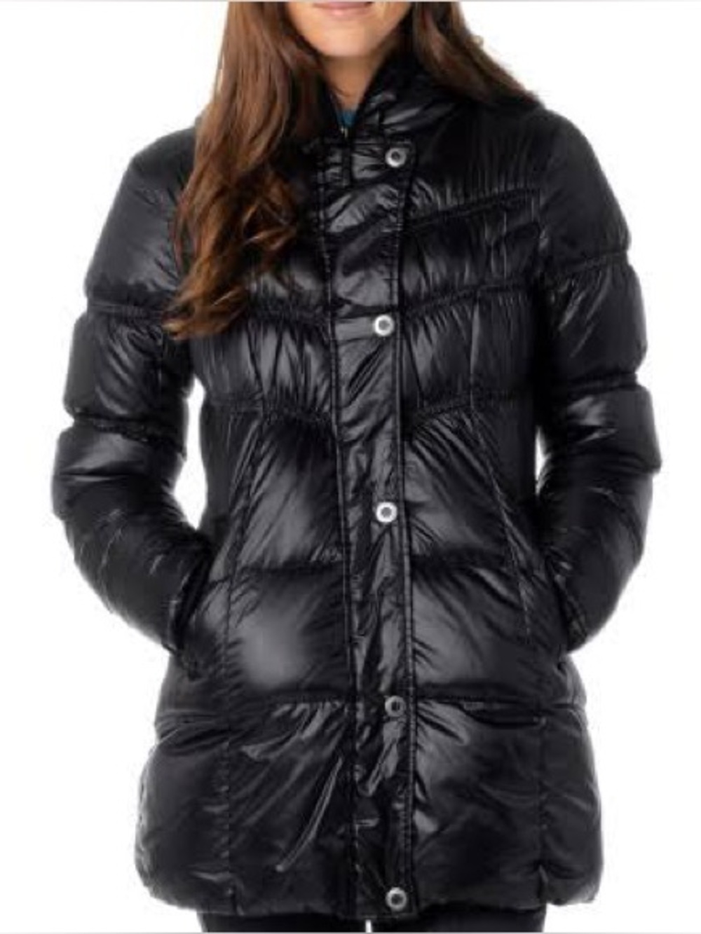 Prana Milky Black Quilted Long Puffer Jacket-Large-Like New